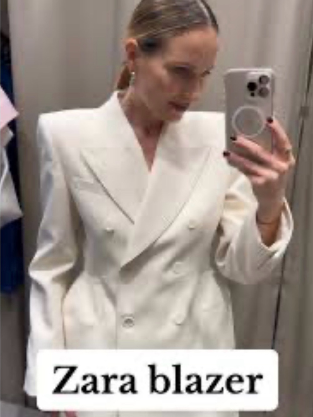 Zara Double-Breasted Off-White Blazer